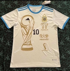 2022-2023 Commemorative Version Argentina White Thailand Soccer Jersey AAA