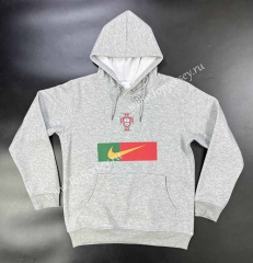 Portugal Grey Thailand Soccer Tracksuit Top With Hat-GDP