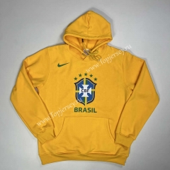 Brazil Yellow Thailand Soccer Tracksuit Top With Hat-GDP