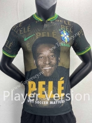 Player Version Commemorative Edition PELE Brazil Black Thailand Soccer Jersey AAA-888