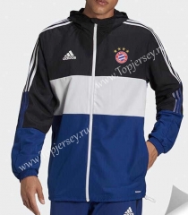Bayern München Black&White&Blue Trench Coats With Hat-DD1