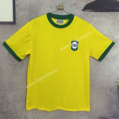 Retro Version 1970 Wold Cup Brazil Home Yellow Thailand Soccer Jersey AAA-6590