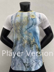 Player Version 2023-2024 Special Version Argentina White&Gold Thailand Soccer Jersey AAA-6886