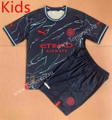 2023-2024 Concept Version Manchester City Black&Blue Kid/Youth Soccer Uniform-AY