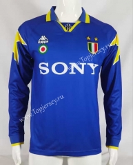 Retro Version 95-96 Juventus Away Blue LS Thailand Soccer Jersey AAA-503