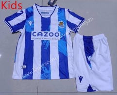 2023-2024 Real Sociedad Home Blue&White Kids/Youth Soccer Uniform-507