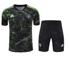 2023-2024 Manchester United Black&Green Thailand Training Soccer Uniform-418