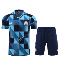 2023-2024 Manchester City Blue Thailand Training Soccer Uniform-4627