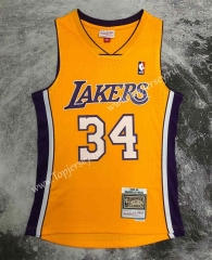 Retro Edition 00 Los Angeles Lakers Yellow #34 NBA Jersey-311