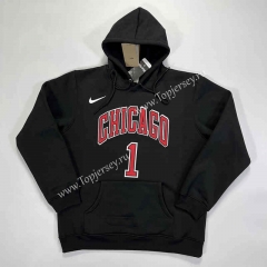 Chicago Bulls Black Tracksuit Top With Hat-GDP
