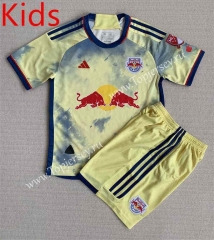 2023-2024 New York Red Bulls Home Yellow Kids/Youth Soccer Uniform-AY