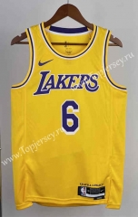 2023 Round Collar Los Angeles Lakers Yellow #6 NBA Jersey-311