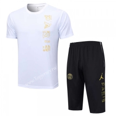 2023-2024 Paris SG White Short-sleeved Thailand Soccer Tracksuit -815