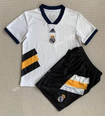 Retro Version Real Madrid White Soccer Uniform-AY