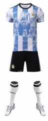 Without Brand Logo 2023-2024 Commemorative Version Argentina Blue&White Kids/Youth Soccer Uniform-9031