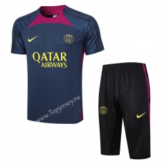 2023-2024 Paris SG Royal Blue Short-sleeved Thailand Soccer Tracksuit -815