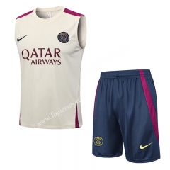 2023-2024 Paris SG Beige Thailand Soccer Vest Uniform -815