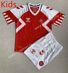 2023-2024 Denmark Home Red Kids/Youth Soccer Uniform-AY