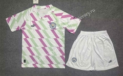 2023-2024 Special Version Manchester City White&Green&Pink Soccer Uniform-6748