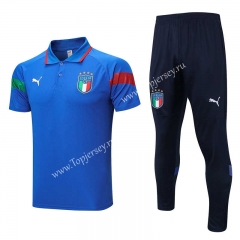 2022-2023 Italy Blue Thailand Polo Uniform-815