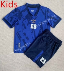 2023-2024 El Salvador Home Blue Kids/Youth Soccer Uniform-AY