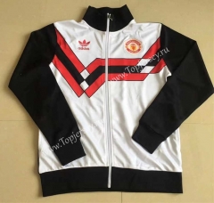 Retro Version 1990 Manchester United White&Black Thailand Soccer Jacket -9171