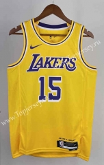 2023 Round Collar Los Angeles Lakers Yellow #15 NBA Jersey-311