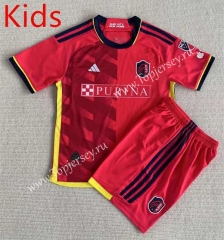 2023-2024 St. Louis City SC Home Red Kids/Youth Soccer Uniform-AY
