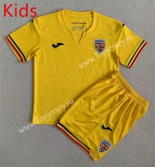 2023-2024 Romania Home Yellow Kids/Youth Soccer Uniform-AY