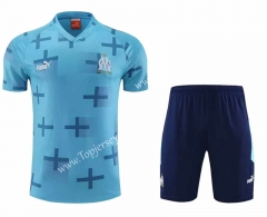 2023-2024 Olympique de Marseille Light Blue Thailand Soccer Uniform-0299