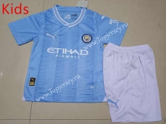 2023-2024 Manchester City Home Light Blue Kid/Youth Soccer Uniform-507