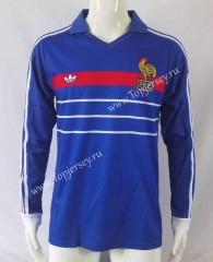 Retro Version 82-84 France Home Blue LS Thailand Soccer Jersey AAA-503