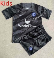 2023-2024 Commemorative Version Atletico Madrid Goalkeeper Black Youth/Kids Soccer Uniform-AY