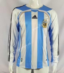 Retro Version 06 Argentina Home Blue and White LS Thailand Soccer Jersey AAA-503