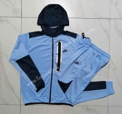 2023-2024 Light Blue Thailand Soccer Jacket Uniform With Hat-815