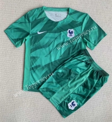 2023-2024 France Goalkeeper Green Soccer Uniform-AY