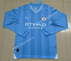 2023-2024 Manchester City Home Blue LS Thailand Soccer Jersey AAA-818