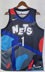 2023-2024 City Edition  Brooklyn Nets Black&Gray #1 NBA Jersey-311