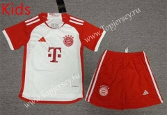 2023-2024 Bayern München Home White Kids/Youth Soccer Uniform-2353