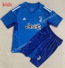 2023-2024 Juventus Goalkeeper Blue Kids/Youth Soccer Uniform-AY