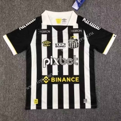 With Sponsor version 2023-2024 Santos FC Home Black&White Thailand Soccer Jersey AAA-417