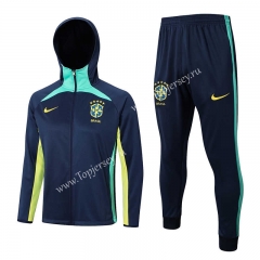 2022-2023 Brazil Royal Blue Thailand Soccer Jacket Uniform With Hat-815