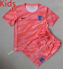 2023-2024 England Goalkeeper Pink&Red Kids/Youth Soccer Uniform-AY