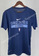 Memphis Grizzlies Navy Blue NBA Cotton T-shirt-311