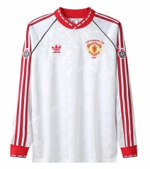 Retro Version The winners Cup final 1991 Manchester United White LS Thailand Soccer Jersey AAA-7505