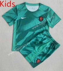 2023-2024 Netherlands Goalkeeper Green Kids/Youth Soccer Uniform