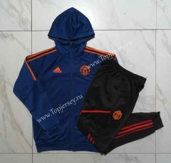 2022-2023 Manchester United Royal Blue Thailand Soccer Jacket Uniform With Hat-815