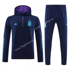 2023-2024 Argentina Royal Blue Thailand Soccer Tracksuit With Hat-7411