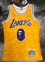 BAPE×M&N Boston Los Angeles Lakers Yellow #93 NBA Jersey-311
