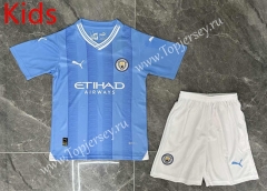 2023-2024 Correct Version Manchester City Home Blue Kid/Youth Soccer Uniform-507